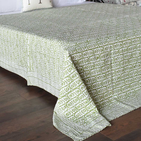 Kantha, Green & white design