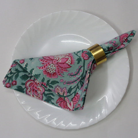 Block printed Napkins, Set of 8