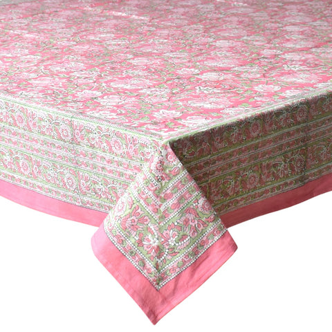 Block printed tablecloths, 180 x 270cm, 180 x 340cm long rectangle.