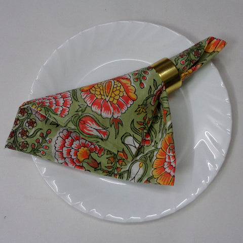 Block printed Napkins, Set of 8