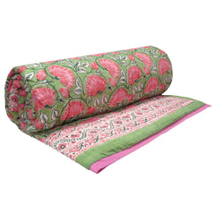 Cotton Quilt, block printed with cotton padding