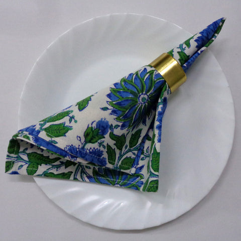 Block printed Napkins, Set of 8