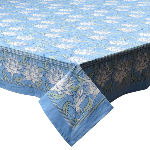 Block printed tablecloths, 180 x 270cm, 180 x 340cm long rectangle.