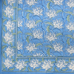 Block printed tablecloths, 180 x 270cm, 180 x 340cm long rectangle.