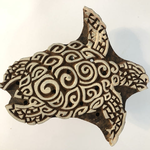Carved printing block - Turtle