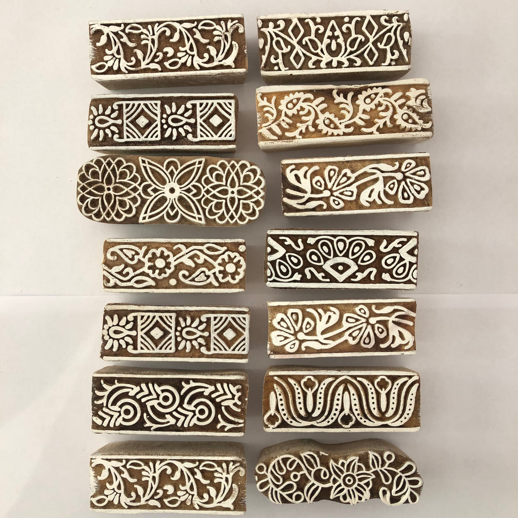 Carved printing block - Selection of boarders