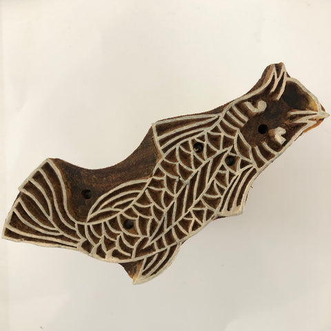 Carved printing block - Pond fish