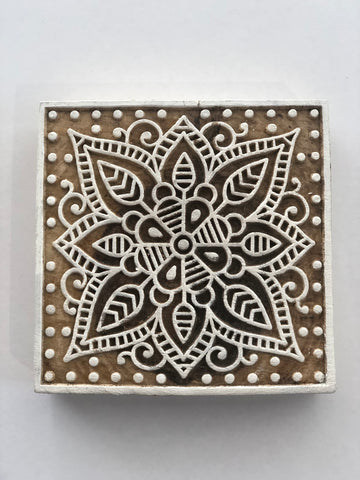 Carved printing block - Square flower
