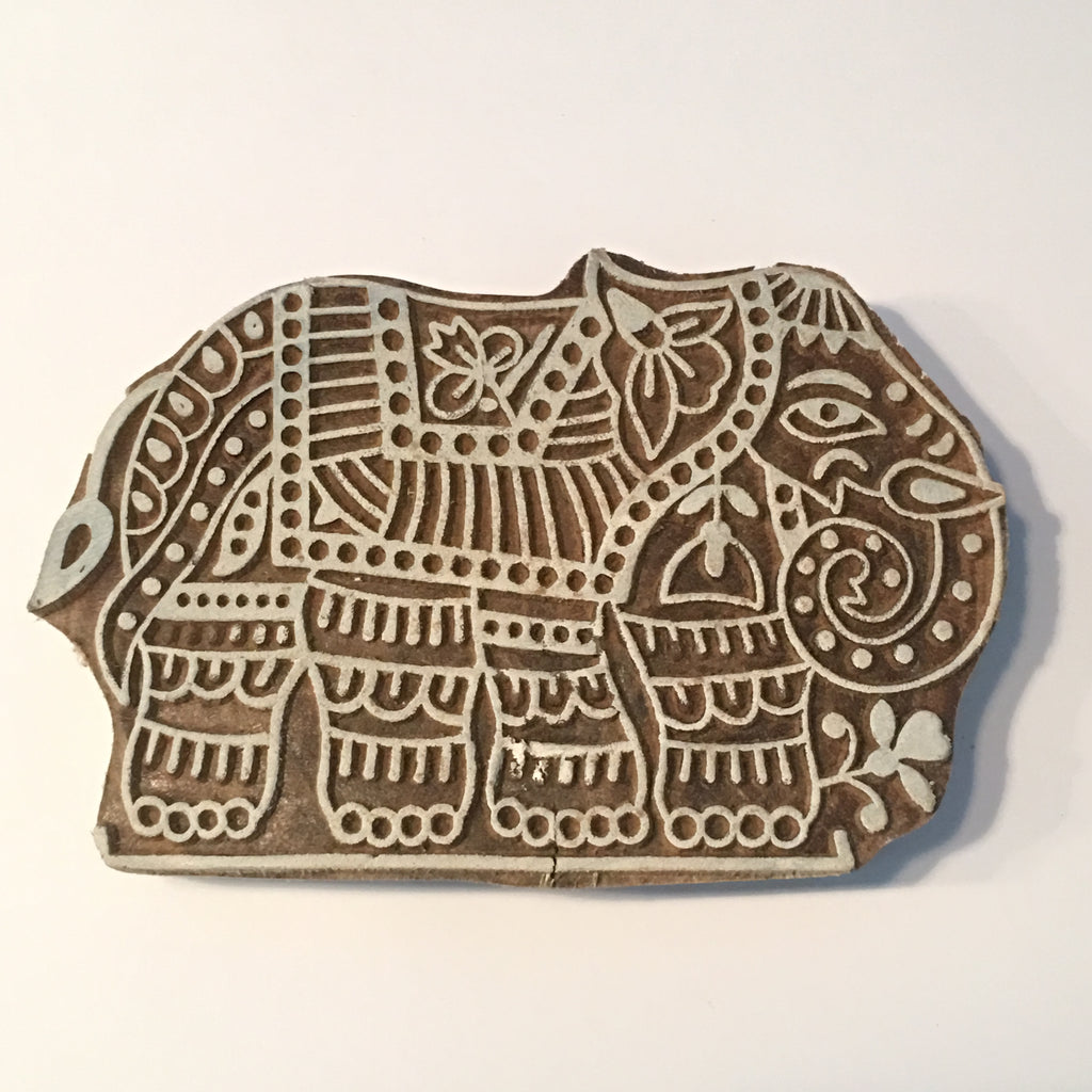 Carved printing block - Elephant