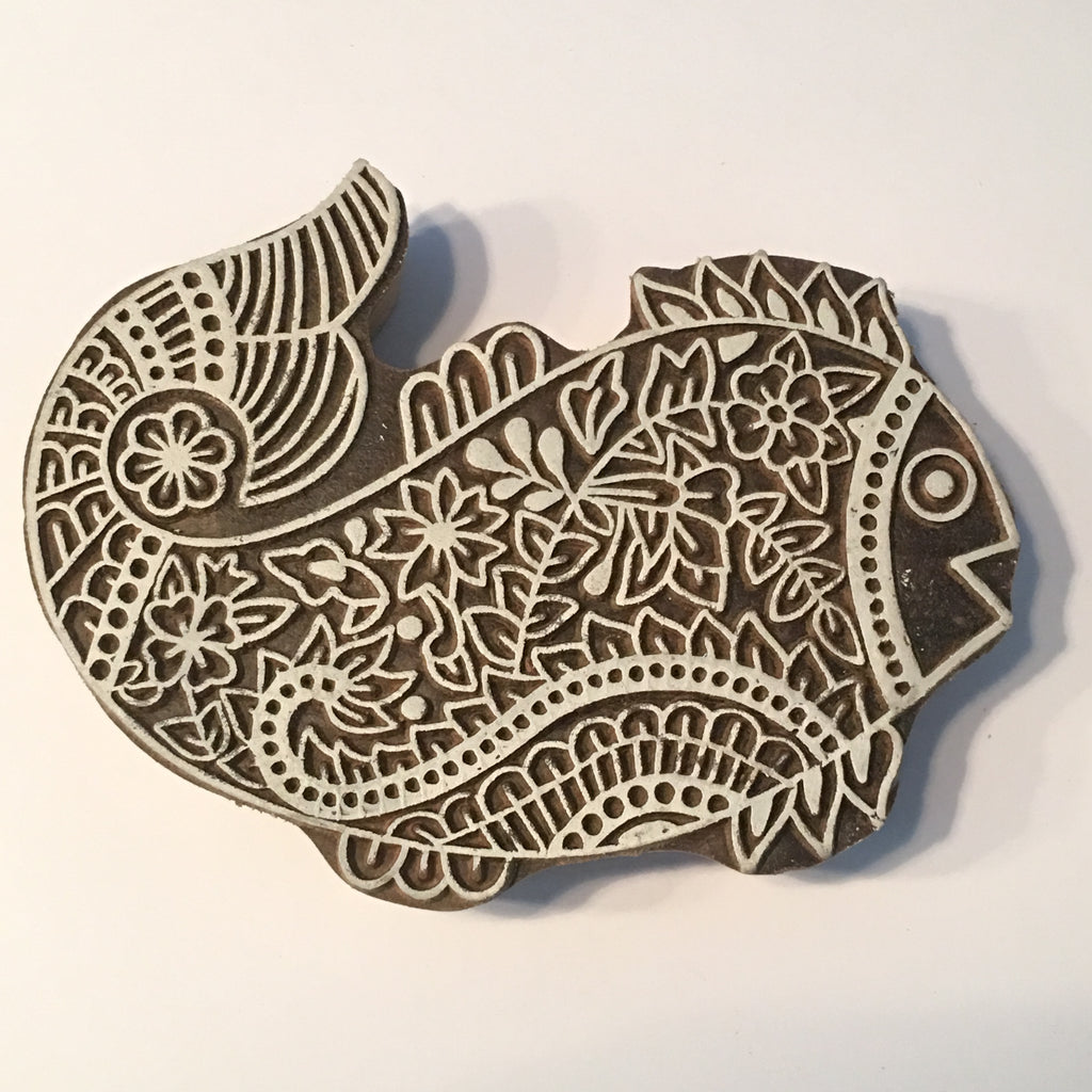 Carved printing block - Fish