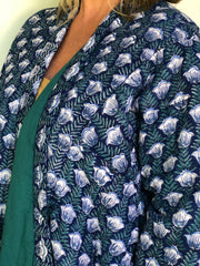 Anokhi Quilted Robes - Long, White flowers on rich blues